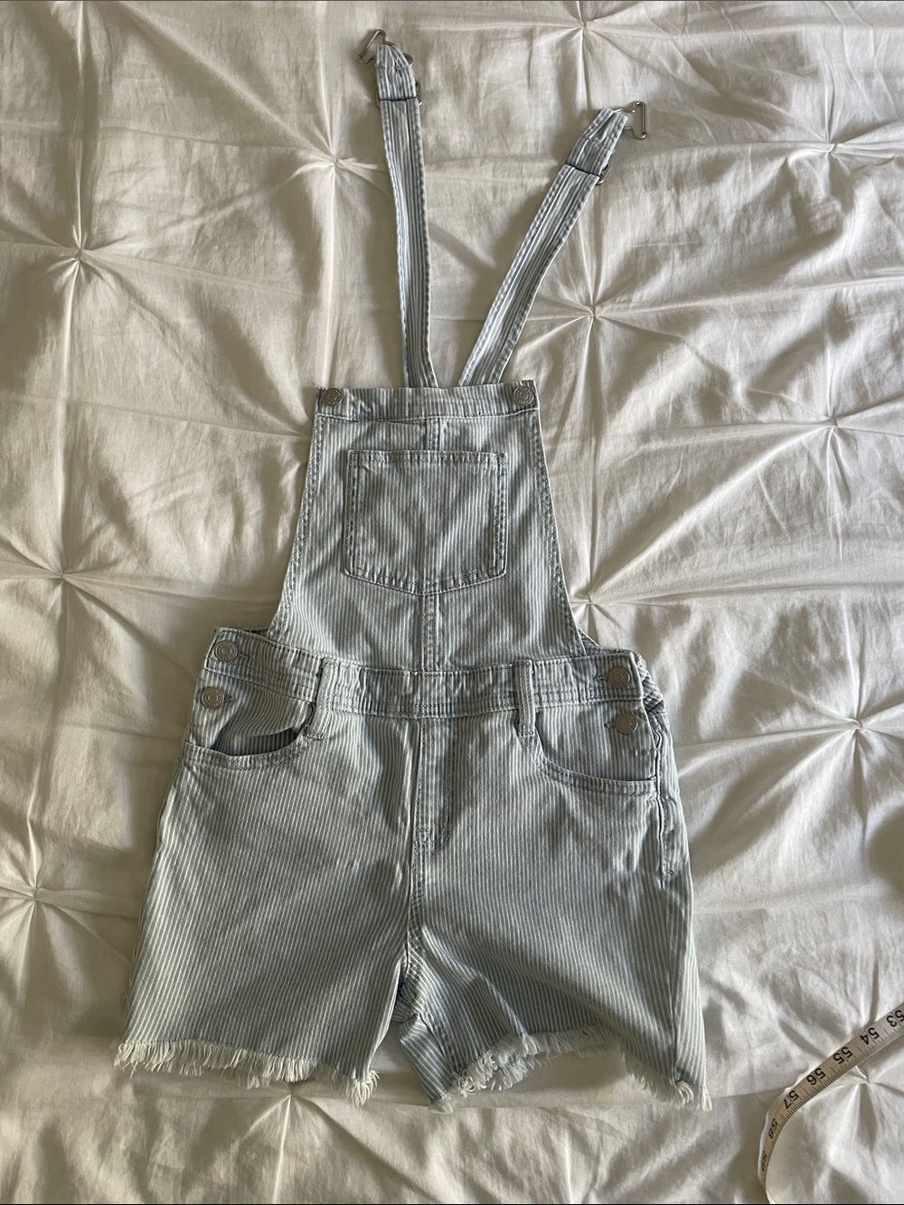 Cat & Jack Light Blue Striped Kids Short Overalls